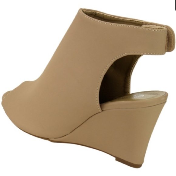 BNIB Rose Decor Embellished Wedge Peep Toe - Picture 3 of 8